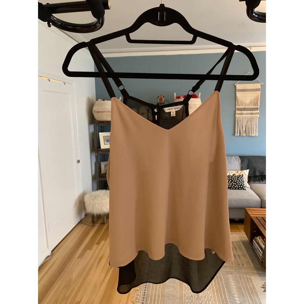 Nude + Black sheer blouse tank